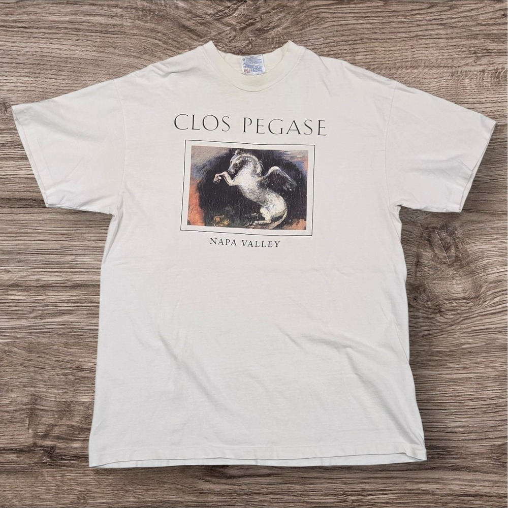 Vintage Hanes Beefy-T Clos Pegase Napa Valley Mens L White T Shirt Winery